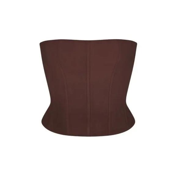 NWT SKIMS FLEECE LOUNGE CORSET IN COCOA - Picture 4 of 8